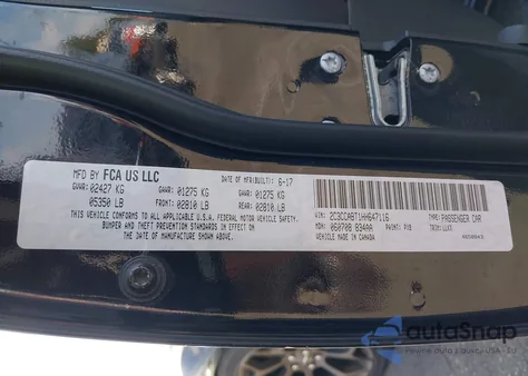 2017 Chrysler 300 300S Alloy Edition z USA, uszkodzony, nr VIN 2C3CCABT1HH647116